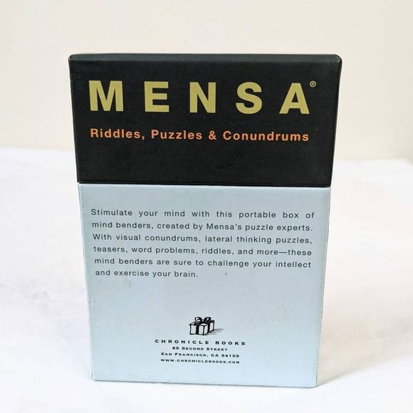 Mensa 75 Card Box Set Riddles, Puzzles, & Games Chronicle Books 2003 - Picture 2 of 11